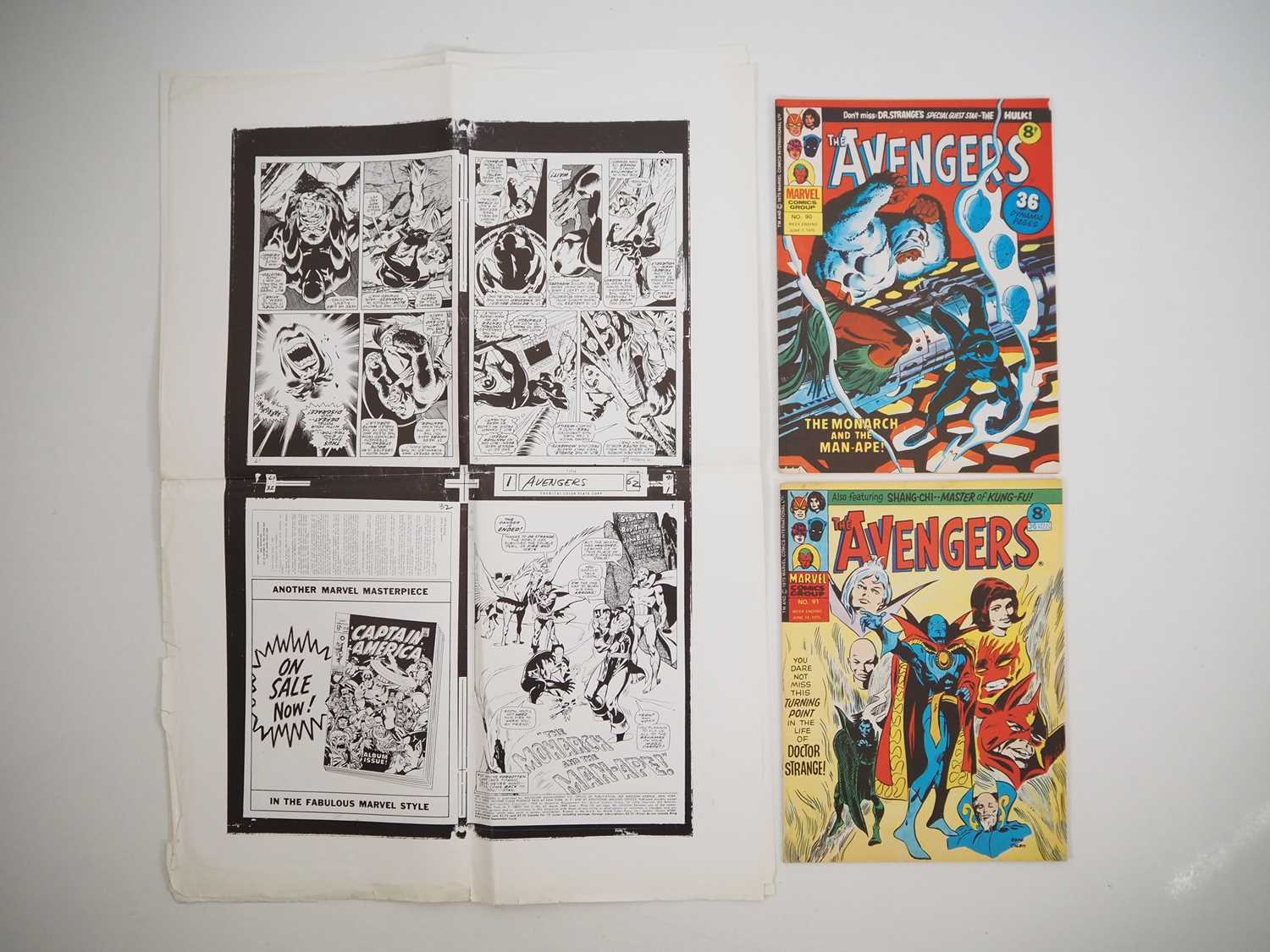 Lot 99 - AVENGERS #90 & 91 COMIC & PAGE PROOF LOT (3 in...