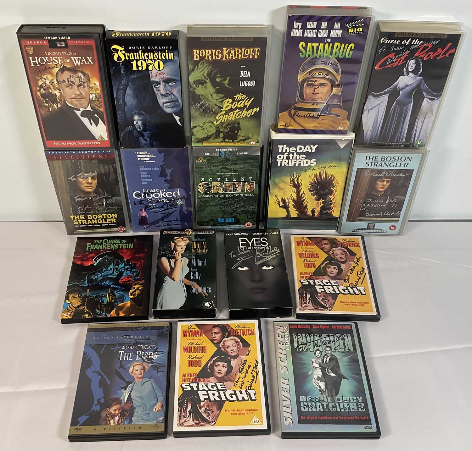 Lot 311 - A collection of autographed Horror movie VHS...