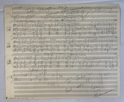 Lot 284 - A hand written sheet of music for the piece...
