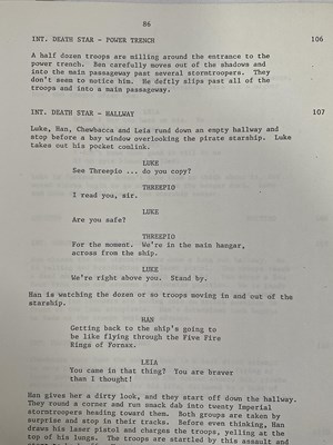 Lot 353 - A revised fourth draft of STAR WARS EPISODE 1:...