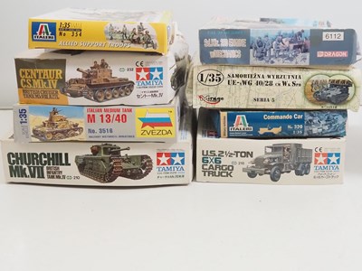 Lot 224 - A group of unbuilt plastic military vehicle...