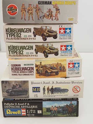 Lot 232 - A group of unbuilt plastic military vehicle...