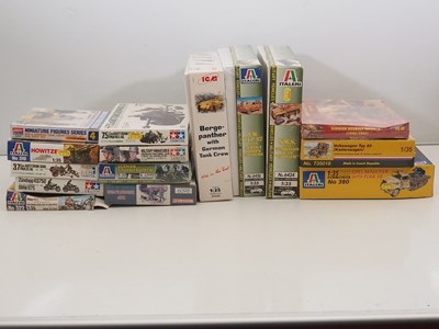 Lot 233 - A group of unbuilt plastic military vehicle...