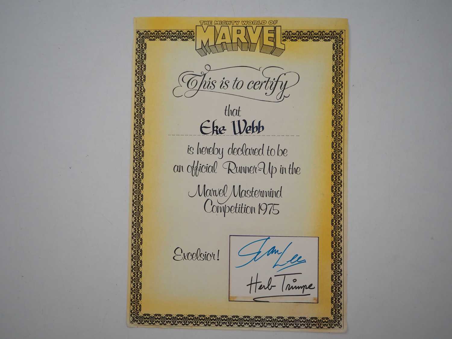 Lot 91 - 1975 MARVEL MASTERMIND CERTIFICATE - An annual...
