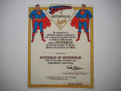 Lot 178 - SUPERMAN OF METROPOLIS AWARD - "In recognition...