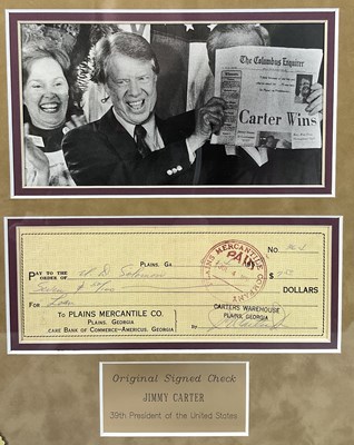 Lot 383 - AUTOGRAPHS - A JIMMY CARTER signed cheque...