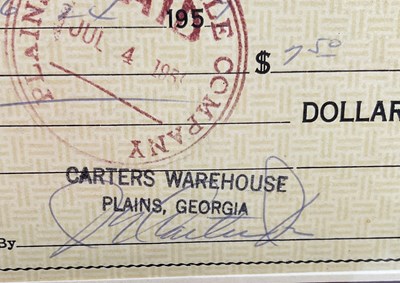 Lot 383 - AUTOGRAPHS - A JIMMY CARTER signed cheque...