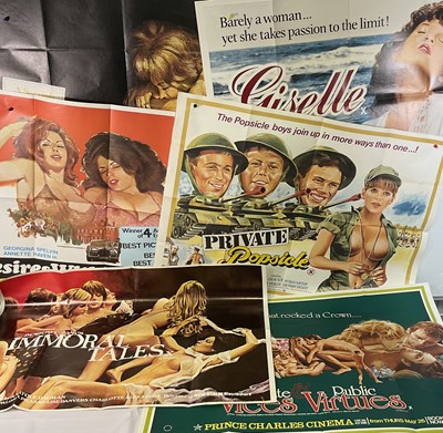 Lot 193 - An orgy of adult-themed UK Quad film posters...