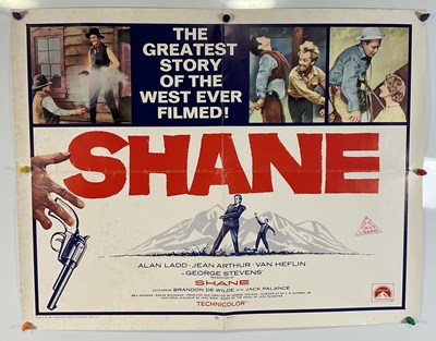 Lot 157 - SHANE (1953) US half sheet movie poster, 1966...