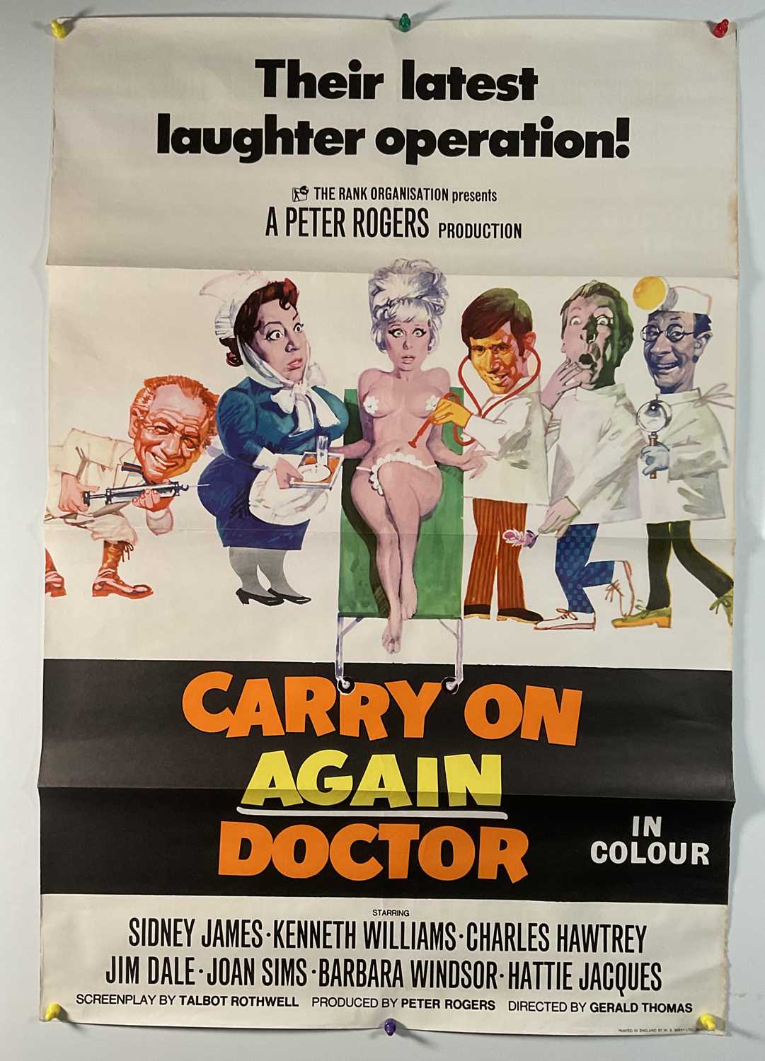 Lot 13 - CARRY ON AGAIN DOCTOR (1969) UK One-Sheet...