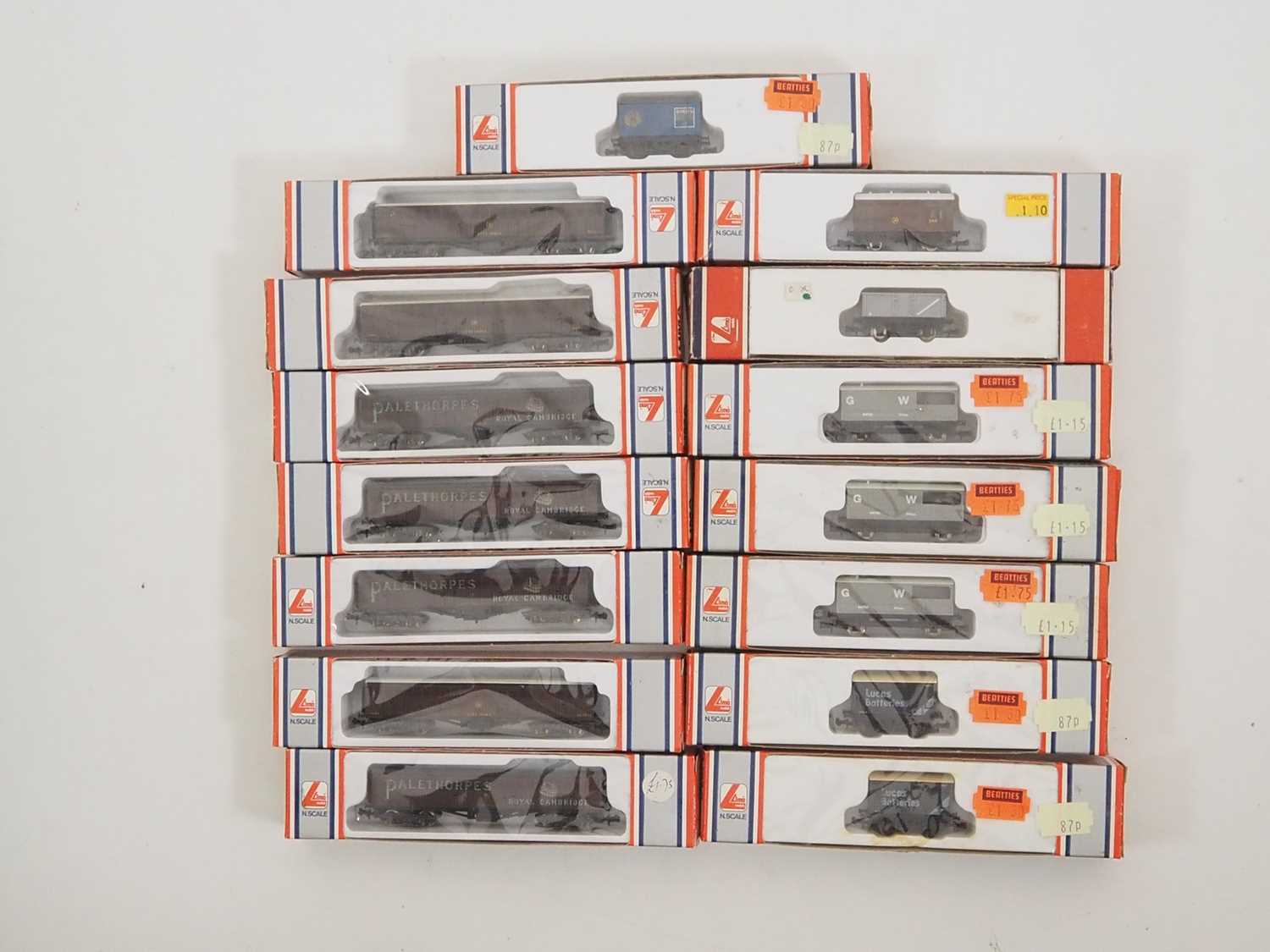 Lot 294 - A group of LIMA N gauge goods wagons and bogie...