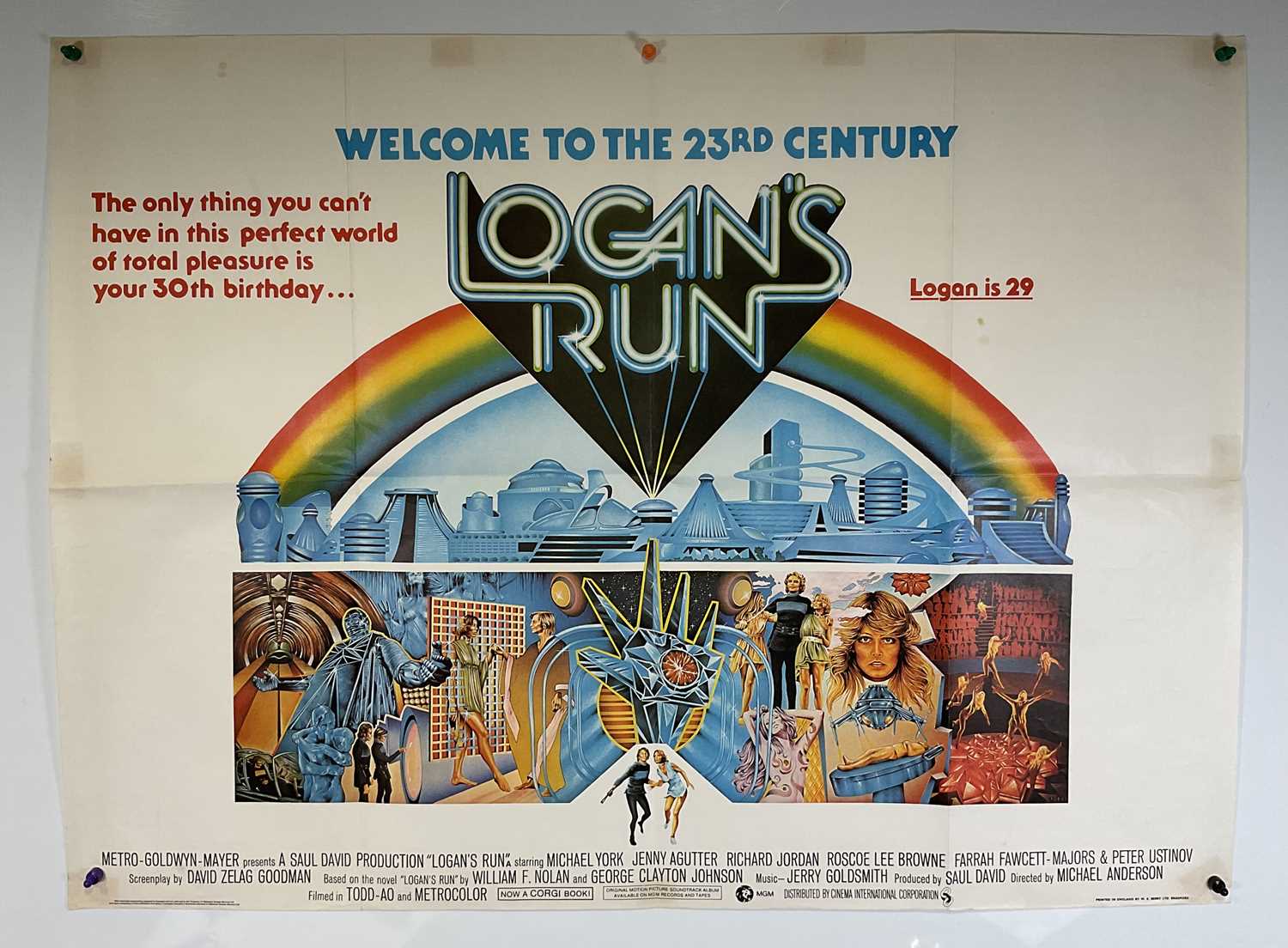 Lot 135 - LOGANS RUN (1976) UK Quad film poster, ground...