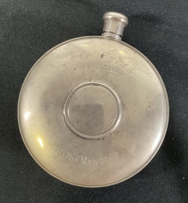 Lot 315 - A sterling silver hip flask presented to ERIC...