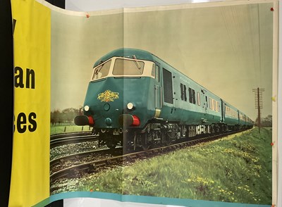 Lot 76 - RAILWAYANA - A 60" x 40" poster featuring a...
