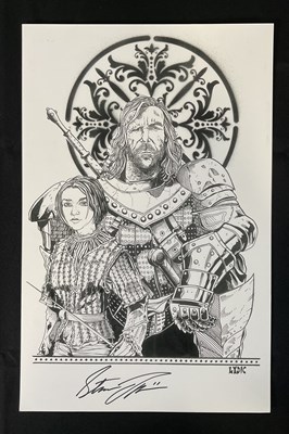 Lot 293 - GAME OF THRONES - A black and white print of...