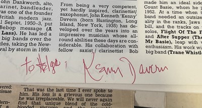 Lot 427 - A rare collection of Jazz musician autographs...