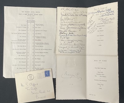 Lot 423 - A bill of fare menu for the visit of QUEEN...