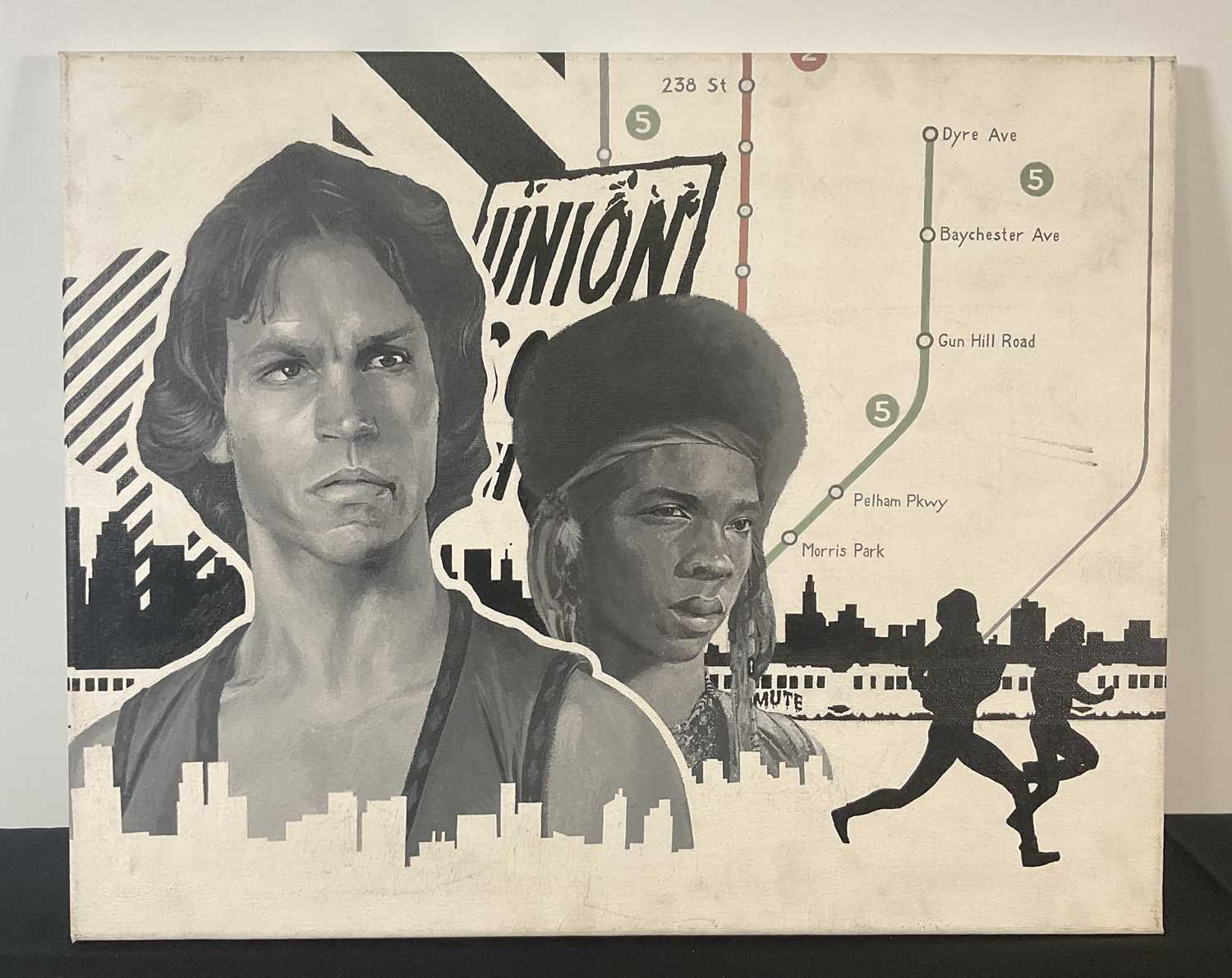 Lot 51 - THE WARRIORS (1979) canvass painting depicting...