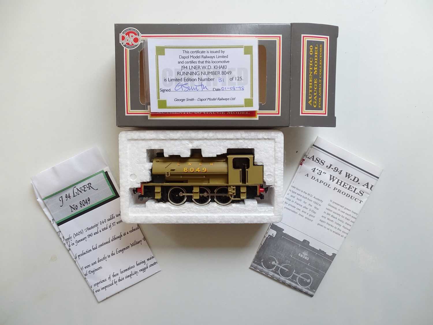 Lot 192 - A DAPOL limited edition J94 class steam tank...