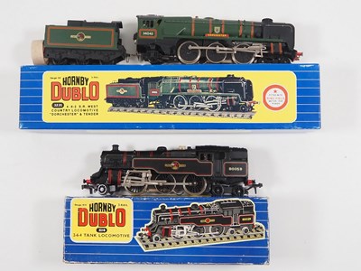 Lot 465 - A pair of HORNBY DUBLO 3-rail OO gauge steam...