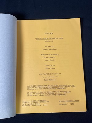 Lot 15 - An original revised script for HAPPY DAYS, for...