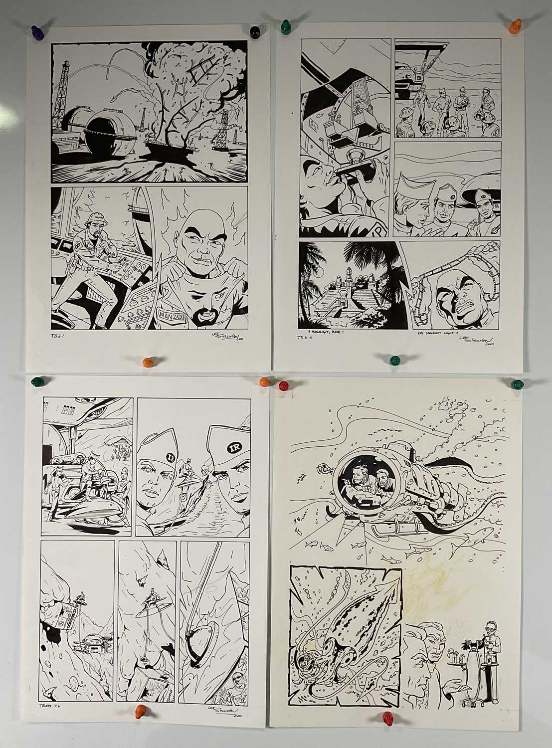 Lot 287 - A group of four pieces of original comic book...