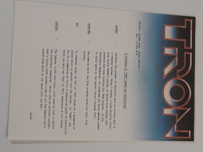 Lot 237 - TRON (1982) Synopsis production notes and 11...