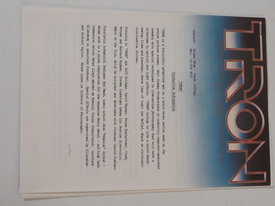 Lot 237 - TRON (1982) Synopsis production notes and 11...