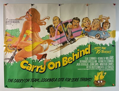 Lot 3 - CARRY ON BEHIND (1975) UK Quad film poster,...