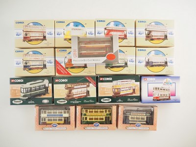 Lot 59 - A group of diecast tram cars by CORGI and EFE -...