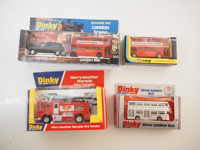 Lot 73 - A group of CORGI and DINKY diecast buses, taxi...