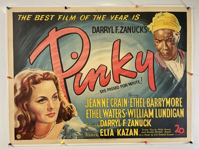 Lot 203 - PINKY (1949) - linen backed UK Quad film...