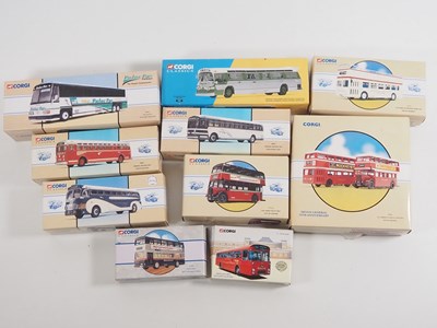 Lot 8 - A selection of 11 CORGI CLASSICS buses and...