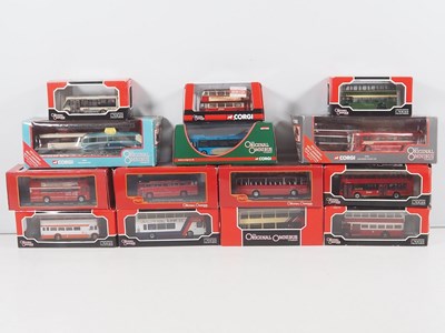 Lot 9 - A group of 1:76 scale 16 CORGI OOC buses to...