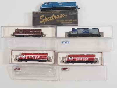 Lot 271 - A group of American Outline N gauge diesel...