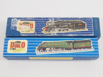 Lot 446 - A pair of HORNBY DUBLO OO gauge 3-rail steam...