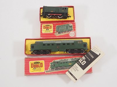 Lot 456 - A pair of HORNBY DUBLO OO gauge 2-rail diesel...