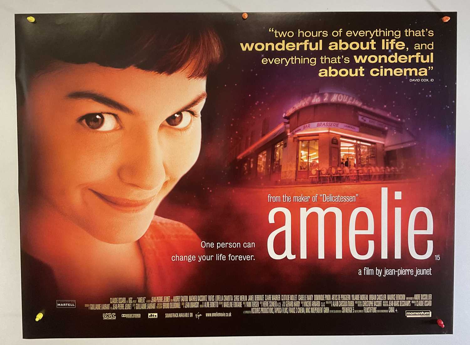 Lot 27 - AMELIE (2001) UK Quad film poster, double...