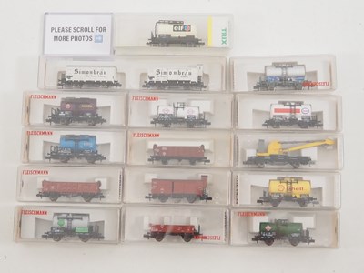 Lot 42 - A group of N gauge wagons by FLEISCHMANN and...