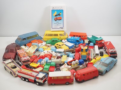 Lot 317 - A large roundabout of vintage plastic cars and...