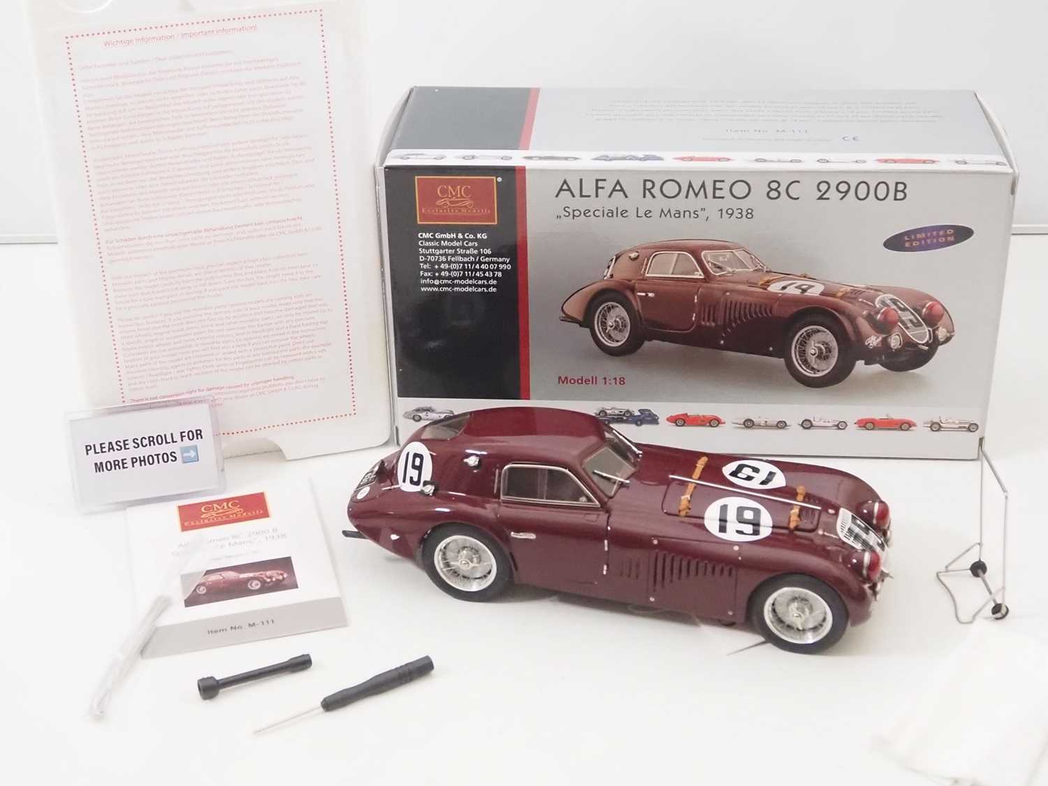 Lot 472 - A CMC M-111 1/18 scale diecast Alfa Romeo 8C