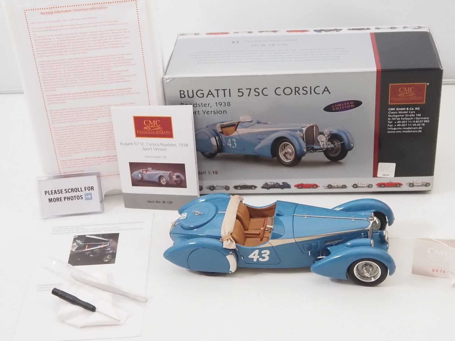 Lot 478 - A CMC M-129 1/18 scale diecast Bugatti 57 SC...