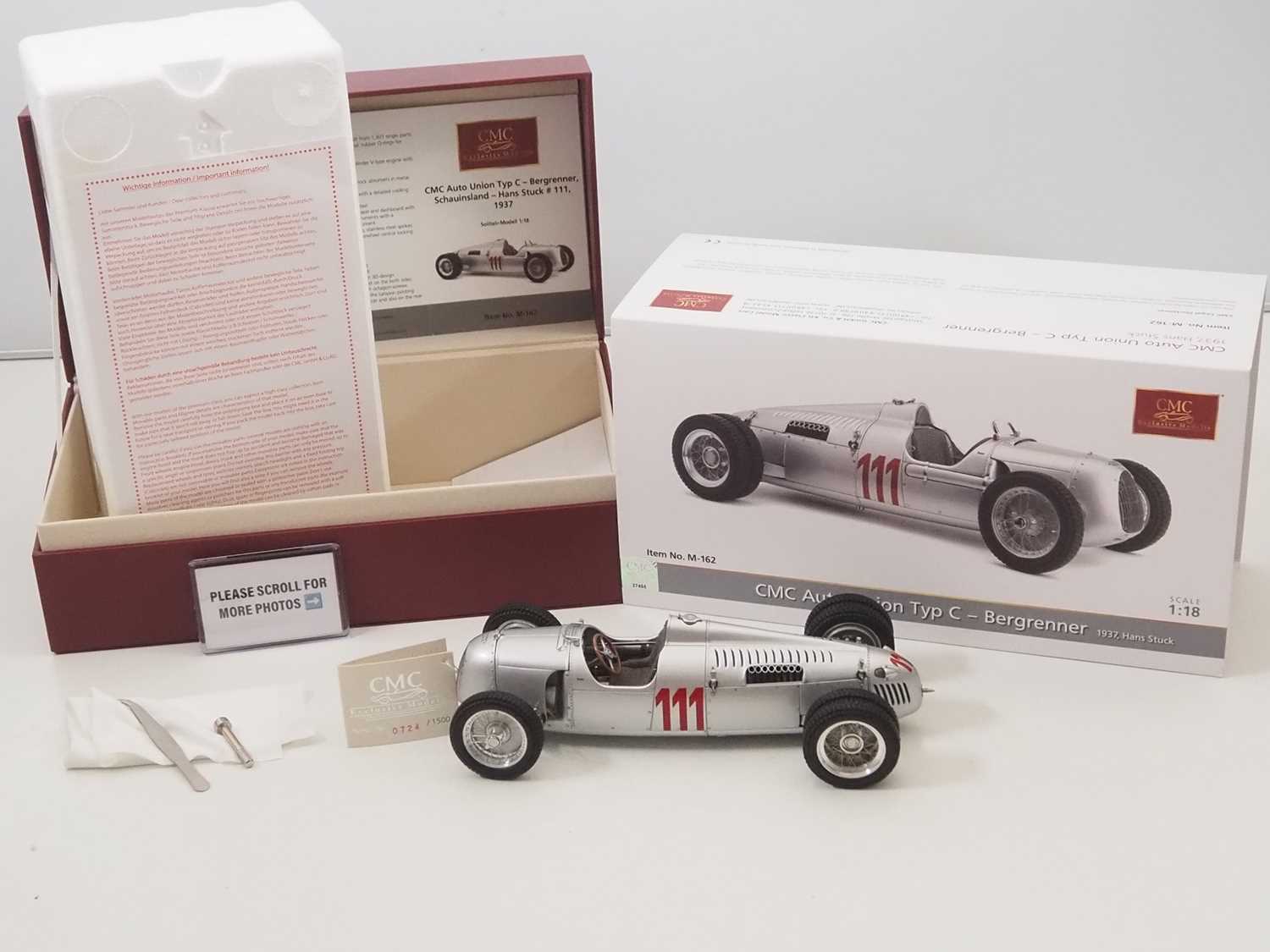 Lot 488 - A CMC M-162 1/18 scale diecast Auto Union Typ...