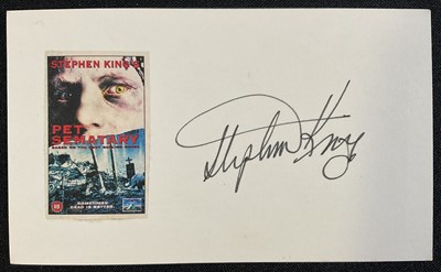 Lot 431 - STEPHEN KING - An autograph card signed by the...