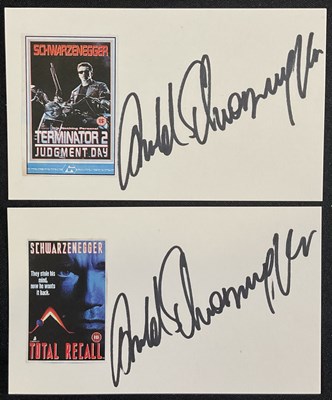 Lot 417 - A pair of ARNOLD SCHWARZENEGGER autographs on...