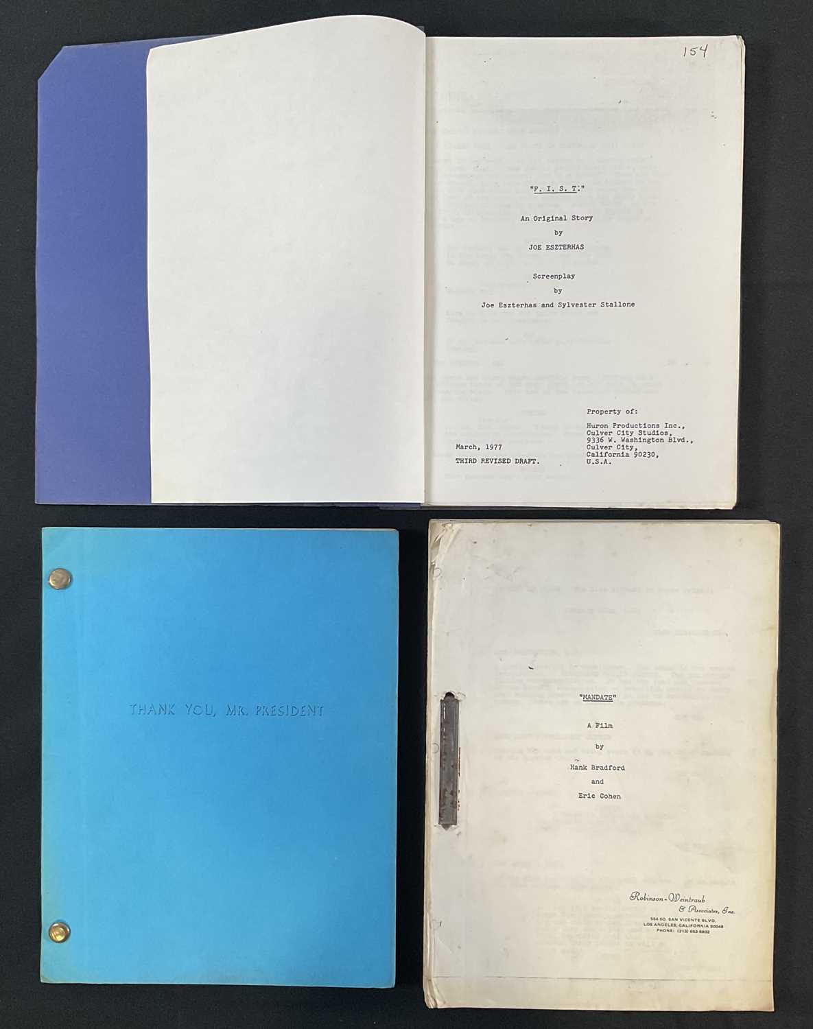 Lot 423 - A group of 3 film scripts comprising a third...
