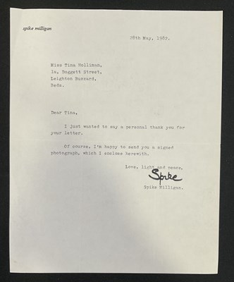 Lot 410 - A SPIKE MILLIGAN autographed typed letter...