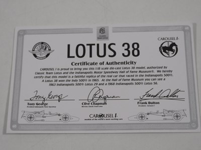 Lot 216 - A CAROUSEL 1 1:18 scale 1965 Lotus 38 Indy 500...