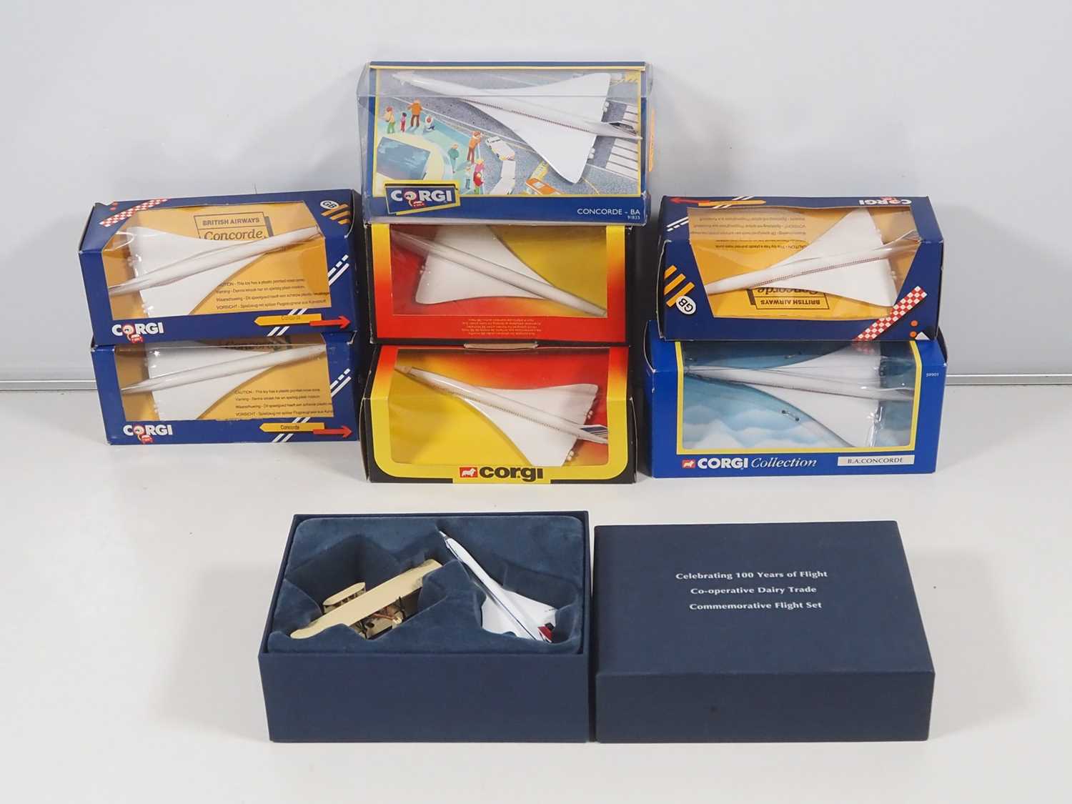 Lot 541 - A group of CORGI Concorde models mostly modern...