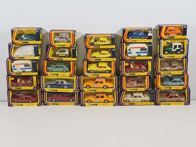 Lot 556 - A large group of boxed CORGI cars all in...